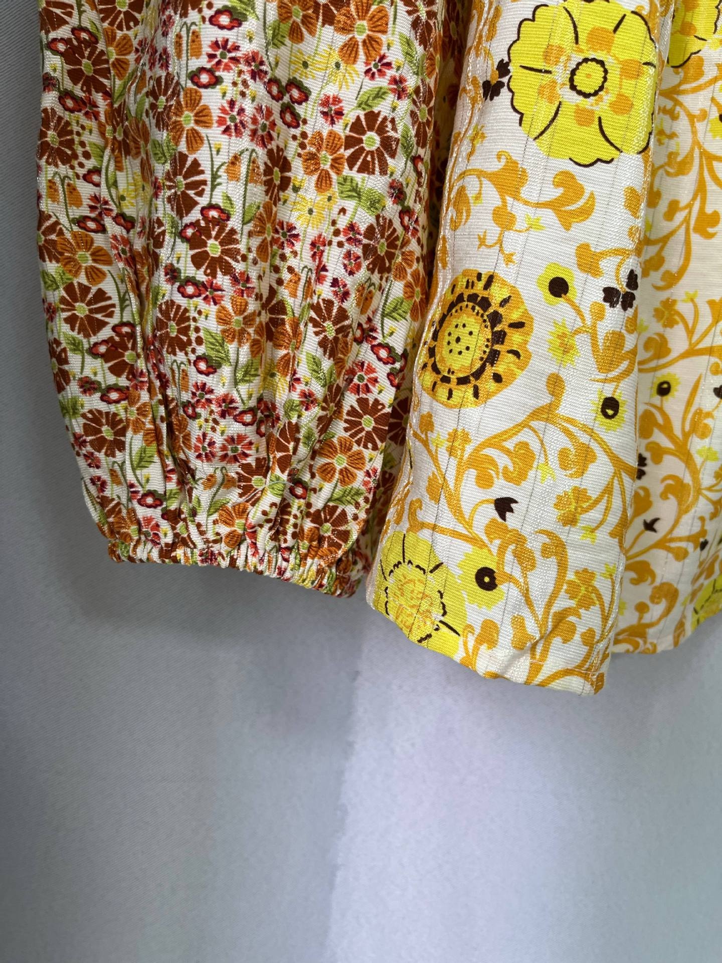 Earthy Yellow Boho Print Blouse for Autumn