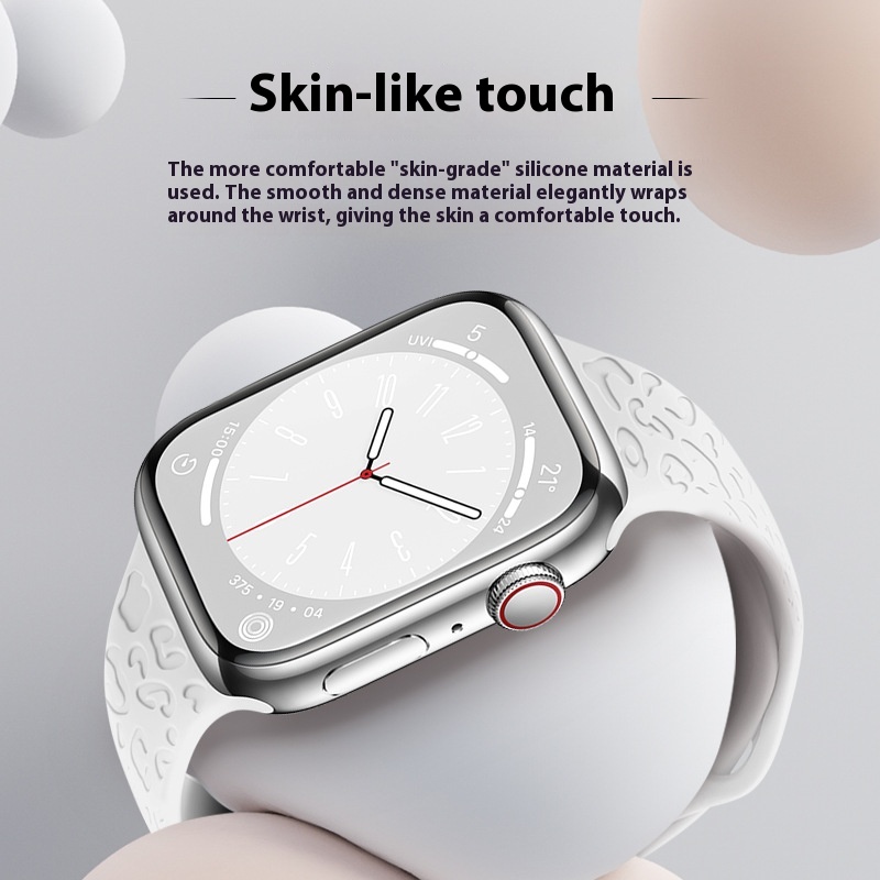 Applicable To Iwatch1-9 Generationultra3 Solid Color Leopard 8-word Buckle Silicone Strap