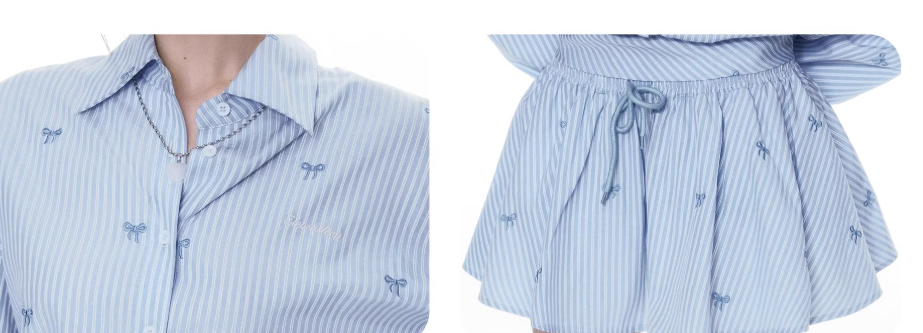 Blue Skirt Korean Striped Skirt