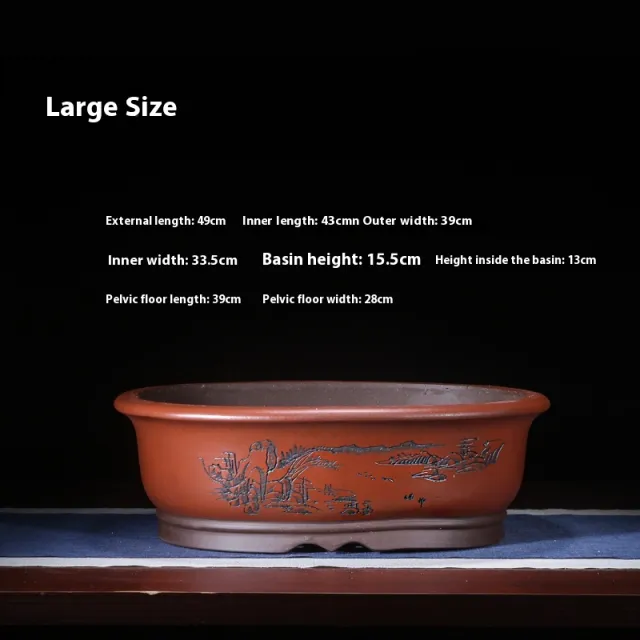 Purple Sand Flower Pot Oval Bonsai Basin Succulent Plant Platter Old Pile Red Oval Large - Shop at LoveMi