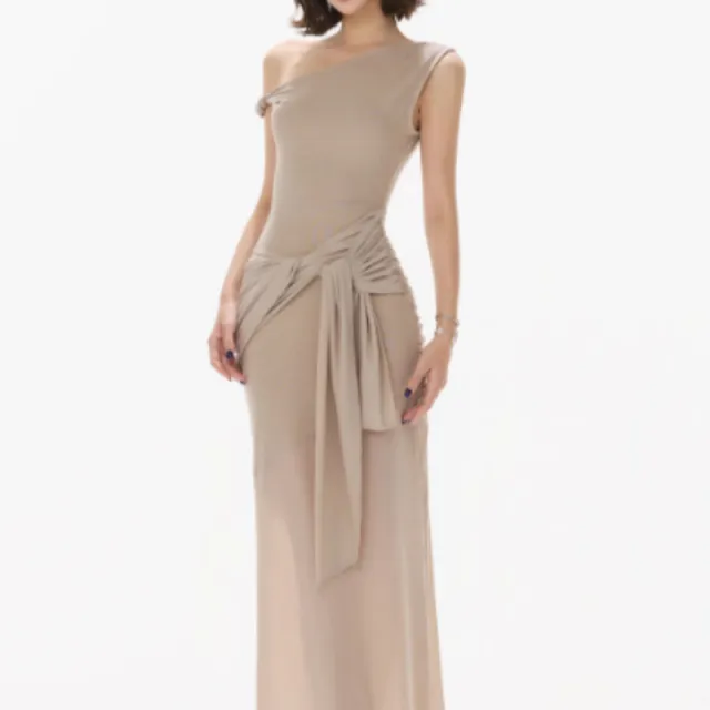 Cool Knitted Off neck Dress Apricot - Shop at LoveMi