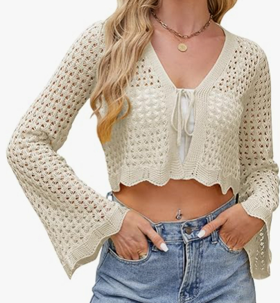 Cardigan Crochet Short Top Women's Shawl 1 Style - Shop at LoveMi