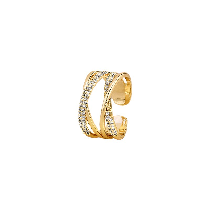 Diamond Double-layer Cross Ring For Women