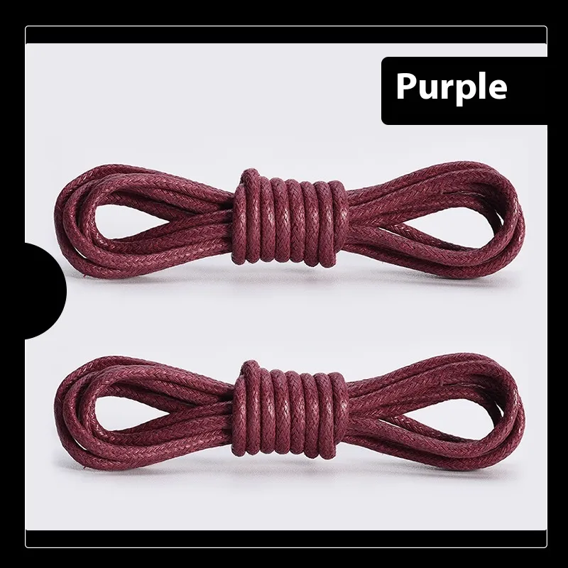 Leather Shoes Boots Wax Rope Round Shoelace A Pair - Purplish Red