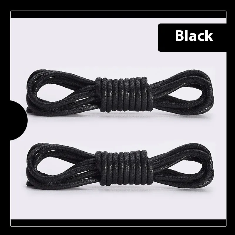 Leather Shoes Boots Wax Rope Round Shoelace A Pair - Black