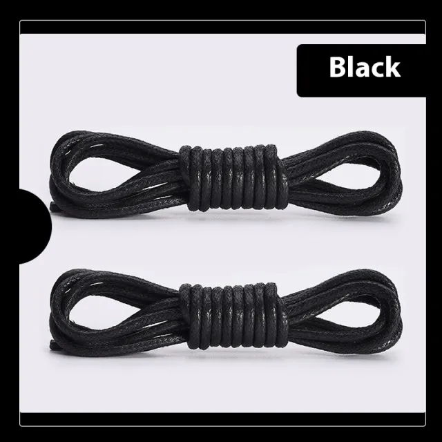 Leather Shoes Boots Wax Rope Round Shoelace A Pair Black - Shop at LoveMi