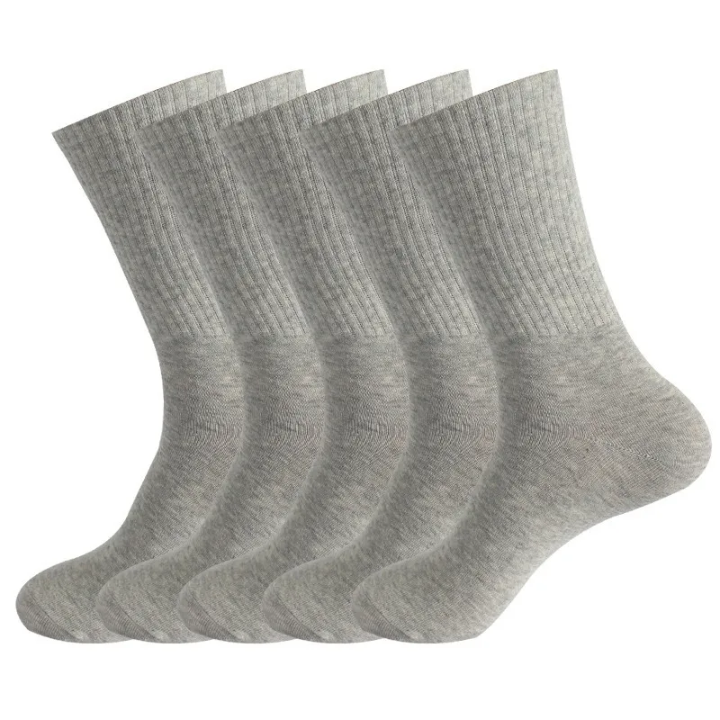 Men's Striped Combed Cotton Double Needle Plus Size Stockings - Grey 1Pair