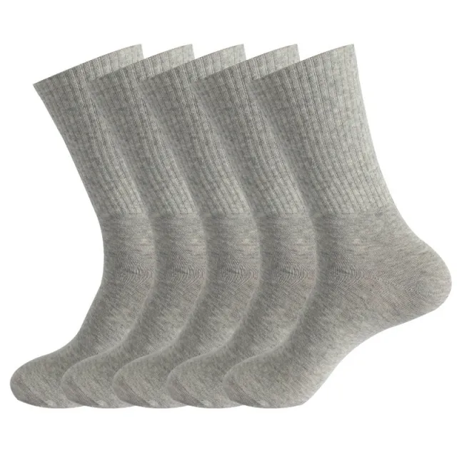 Men's Striped Combed Cotton Double Needle Plus Size Stockings Grey 1Pair - Shop at LoveMi