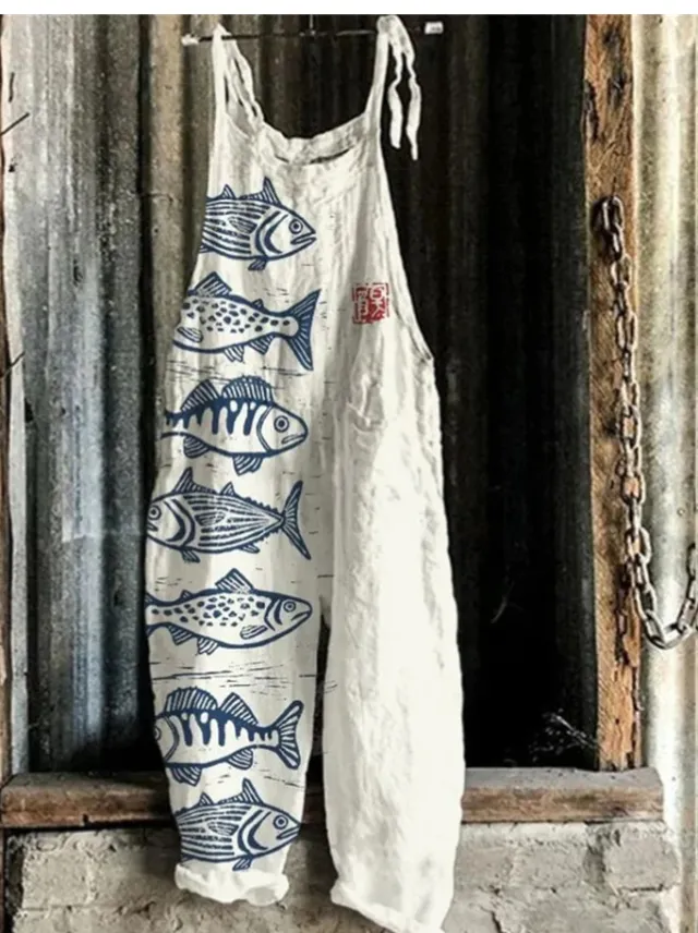 Women's Autumn And Winter Printing Retro Wide Leg Jumpsuit Style 45 Xxl - Shop at LoveMi