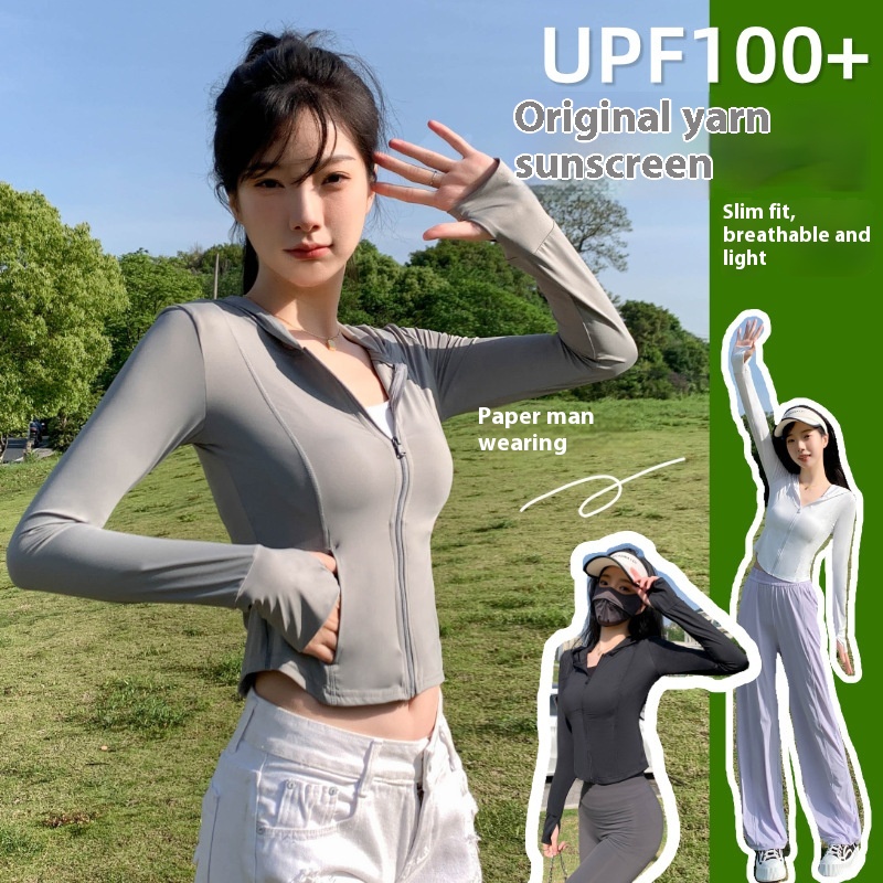 Nylon Raw Yarn Ice Silk Cool Yoga Coat Slim Sun Protection Clothing