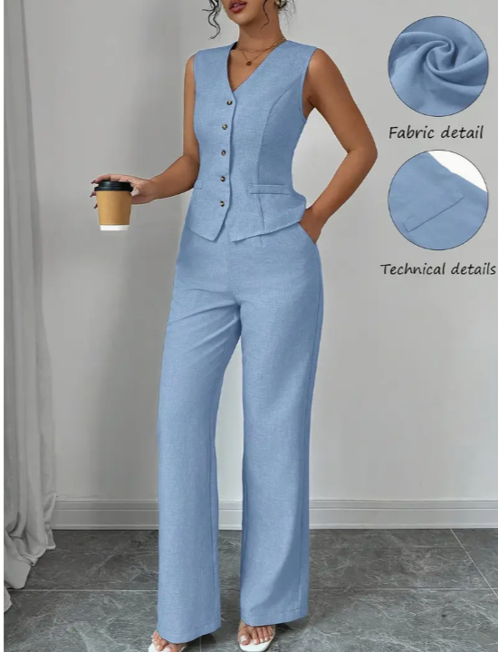 Strap Vest And Straight Leg Pants Set