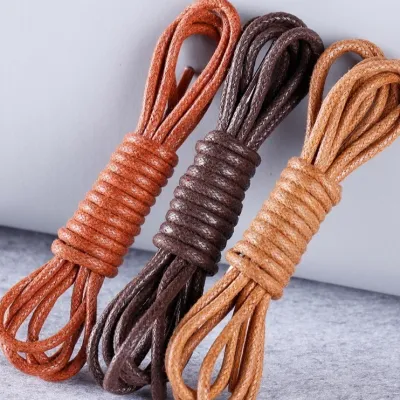 Leather Shoes Boots Wax Rope Round Shoelace A Pair
