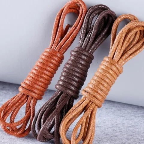Leather Shoes Boots Wax Rope Round Shoelace a Pair