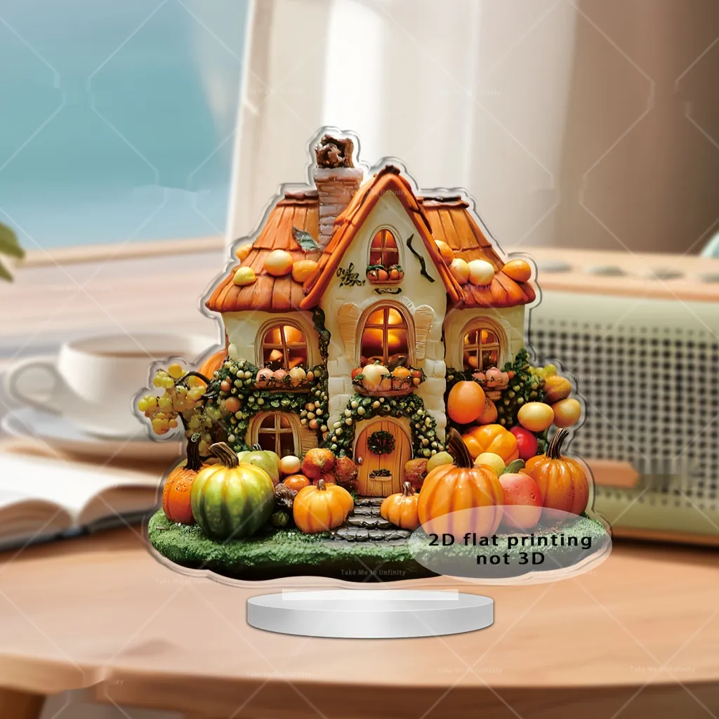 Halloween Pumpkin House Castle Dress Up 2D Flat Acrylic Table Decorative Ornament Gift - Scb1283 14.3X15Cm