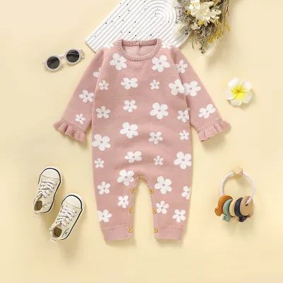Baby Little Flower Knitted One-piece Rompers Jumpsuit