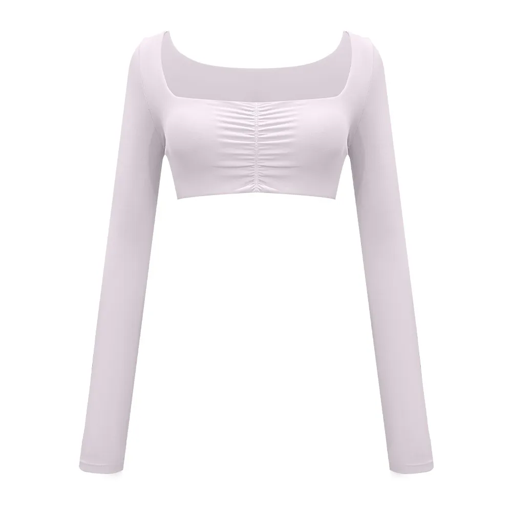 Flared Pants Solid Color Sports Long-sleeve Suit - Beech White Top