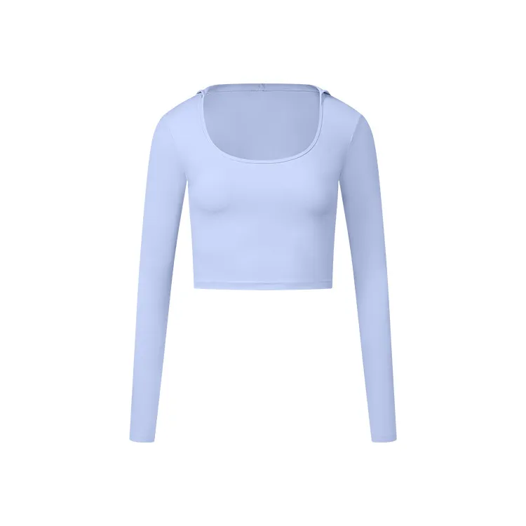 Long Sleeve Nude Feel Fabric Sports Top - Nude