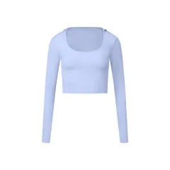 Long Sleeve Nude Feel Fabric Sports Top - Nude - View 1
