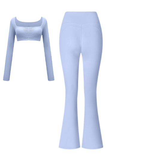 Flared Pants Solid Color Sports Long-sleeve Suit