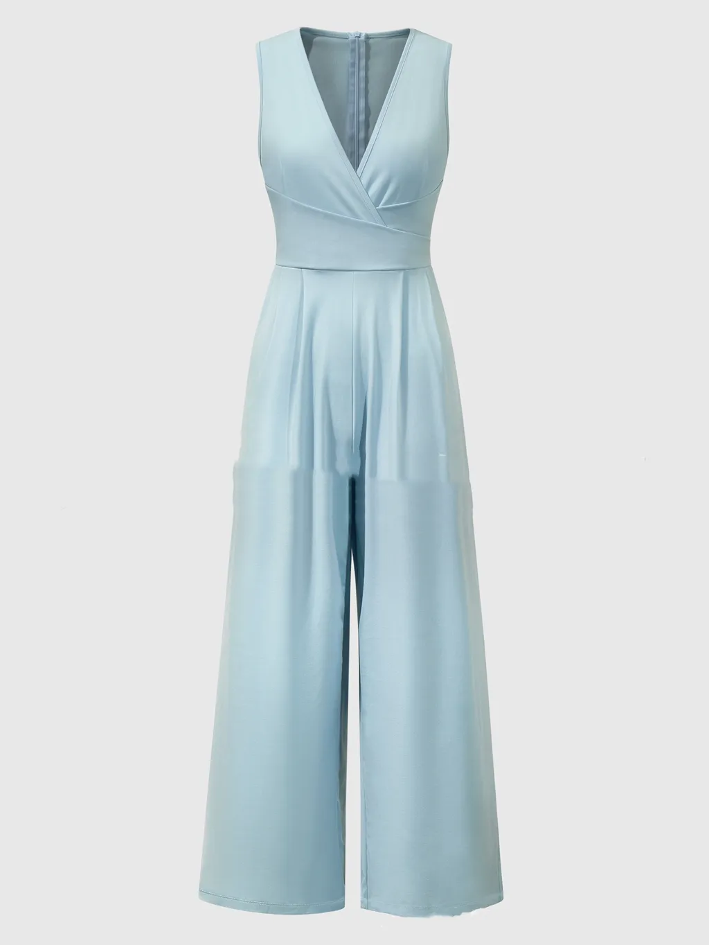 Women's Solid Color Wide Leg Jumpsuit - Blue