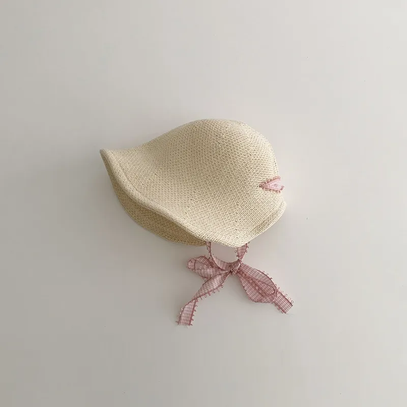 Sun-proof Vacation Beach Straw Hat For Girls - Beige