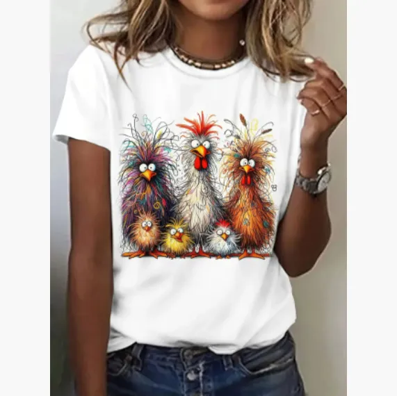 Fun Animal Pattern Women's T shirt Casual Short Sleeve Zc59 - Shop at LoveMi