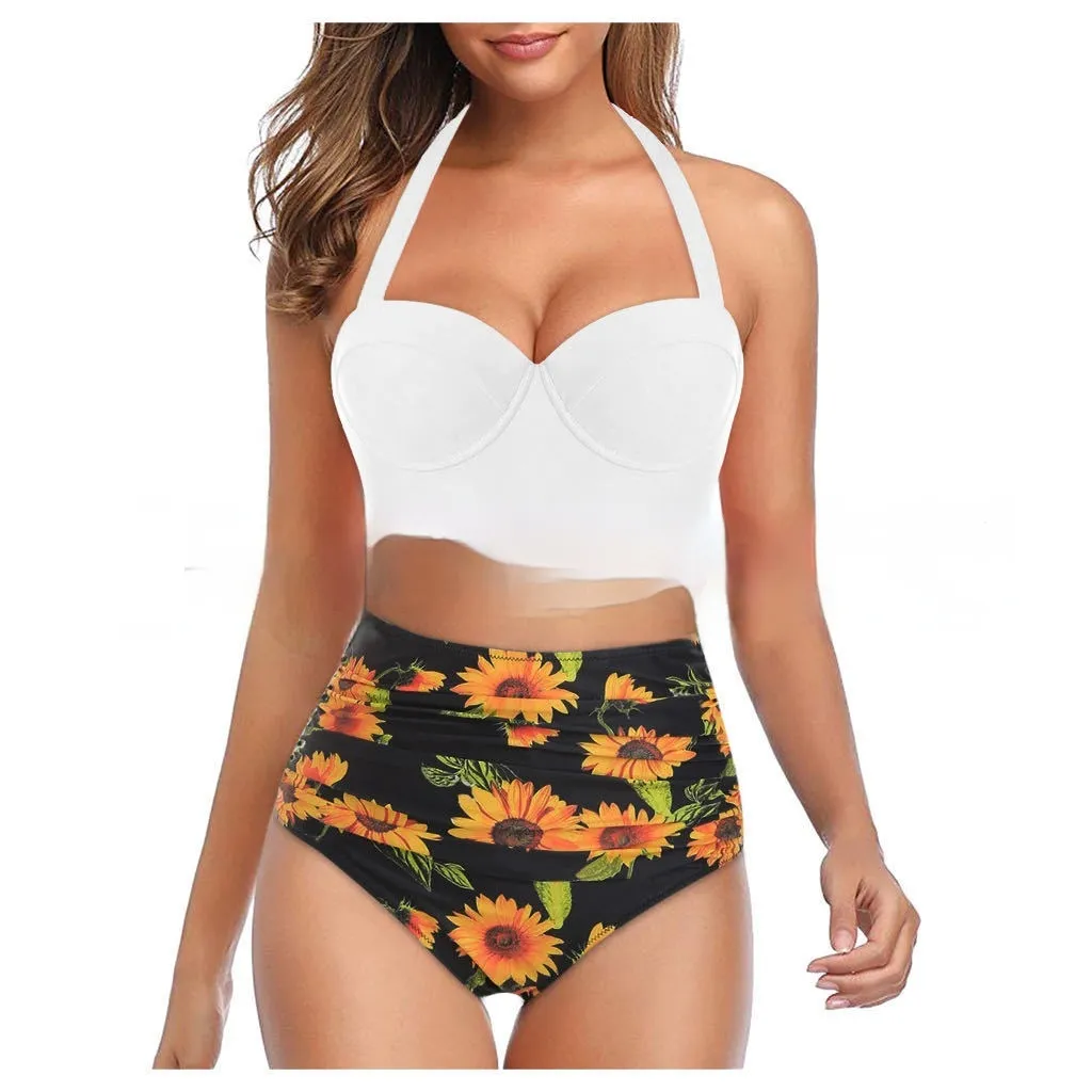 Sexy Bikini Split Plus Size Swimsuit - White