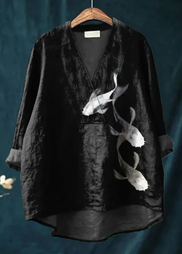 Collarless Long sleeved Women's Shirt Long Sweater Casual Shirt N59 L - Shop at LoveMi