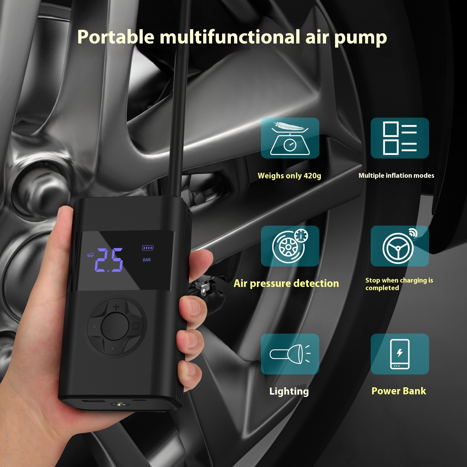 Car Inflatable Fast Intelligent Motorcycle Bicycle Intelligent Automatic Mini - Image 3