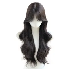 Eight-character Bangs Big Wave Seamless Natural Breathable Hair Supplementing Piece - Natural Black - View 1