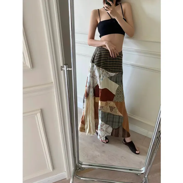 Women's Skirt Vacation Style Artistic Stitching Long Wild Skirt Stitching Skirt - Shop at LoveMi