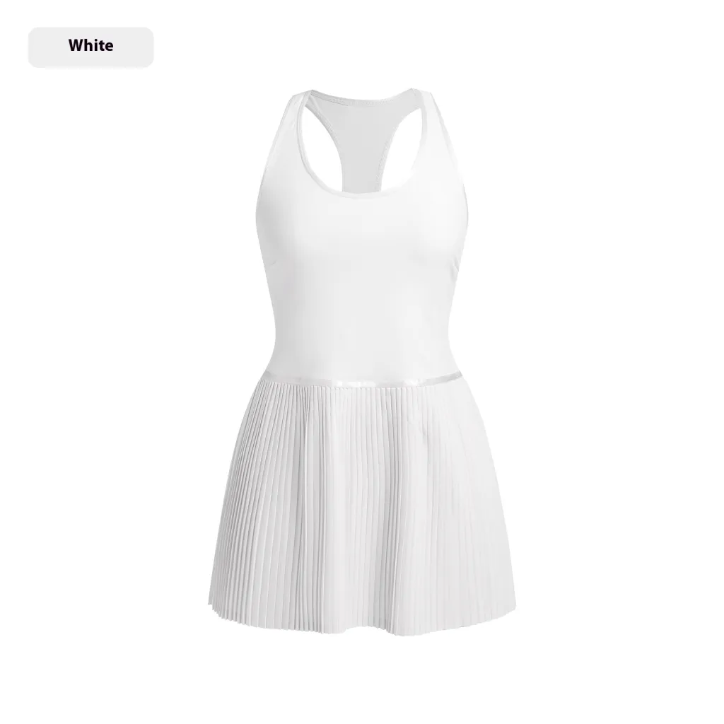 Anti-exposure Tennis Skirt Chest Pad Vest Dress - White