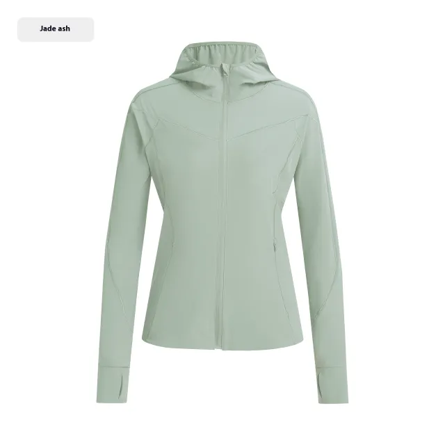 Hooded Stand Collar Sun Protection Quick drying Coat Jade Gray - Shop at LoveMi