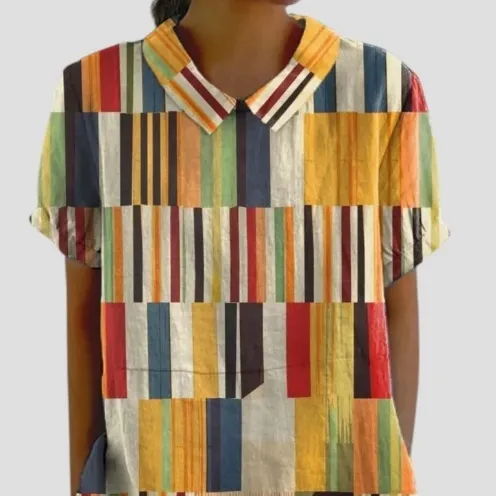 Printed Loose Casual Women's Lapel T-shirt - S49Tkds3Skzf2Y15