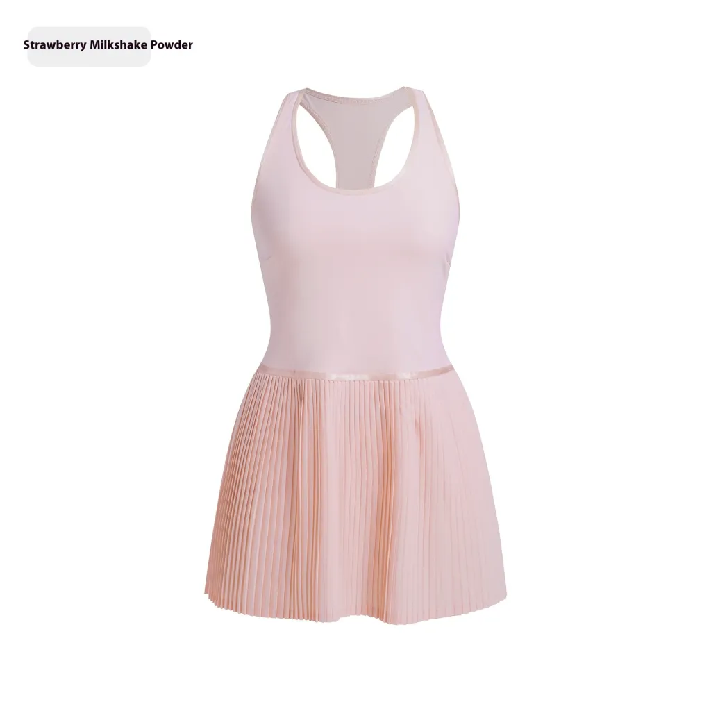 Anti-exposure Tennis Skirt Chest Pad Vest Dress - Strawberry Milk Shake Powder