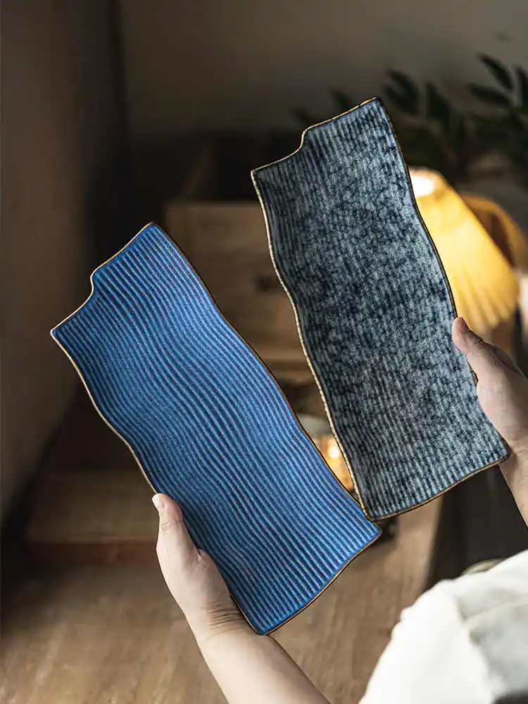 Irregular Long Flat Plate Ceramic Strip Sushi Plate