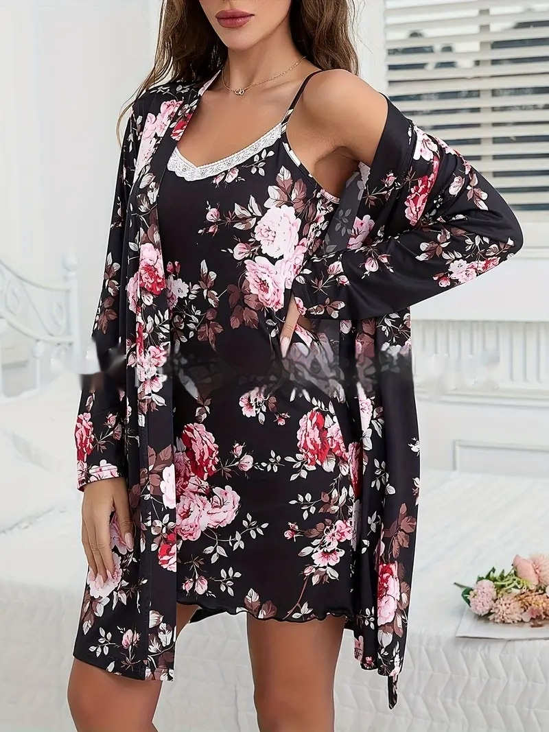 Milk Silk Lace Suspenders Pajamas Nightdress