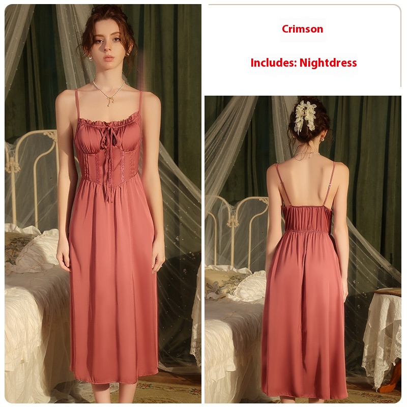 Sweet Pure Desire Ice Silk Sexy Long Dress Outerwear Gown Suit