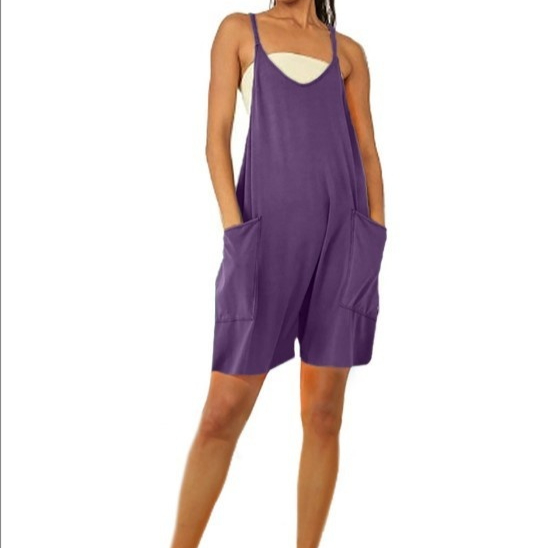 Zipper Patch Pocket Suspender Jumpsuit Fat Hip Pants
