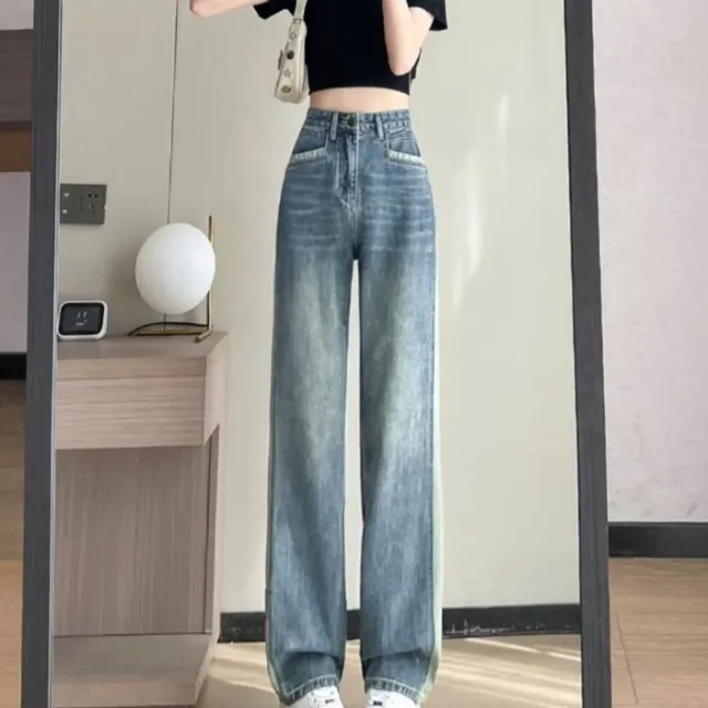Women's Straight Jeans Summer Retro Loose Small Blue - Shop at LoveMi