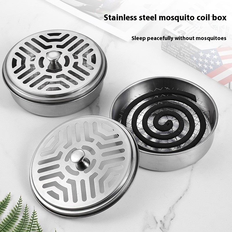 Stainless Steel Household Fireproof Anti-scald Creative Portable Mosquito-repellent Incense Box