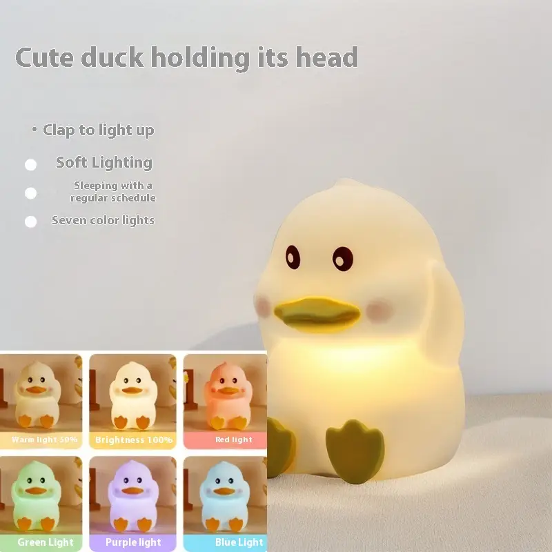Cute Duck USB Rechargeable Sleep With Bed Creative Silicone Night Light