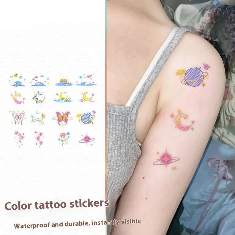 Butterfly Moon Color Shoulder Clavicle Tattoo Sticker