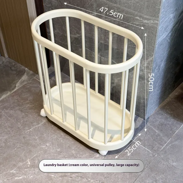 Removable Linen Basket Trolley Large Capacity Dirty Clothes Basket Milky Yellow - Shop at LoveMi