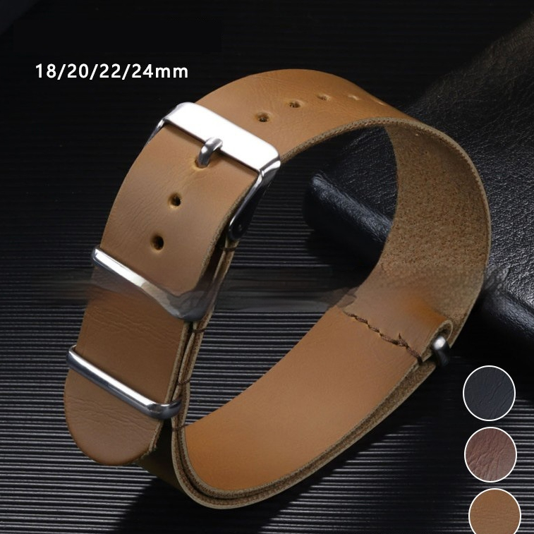 Retro Leather PU Strap Black Brown Silver Buckle