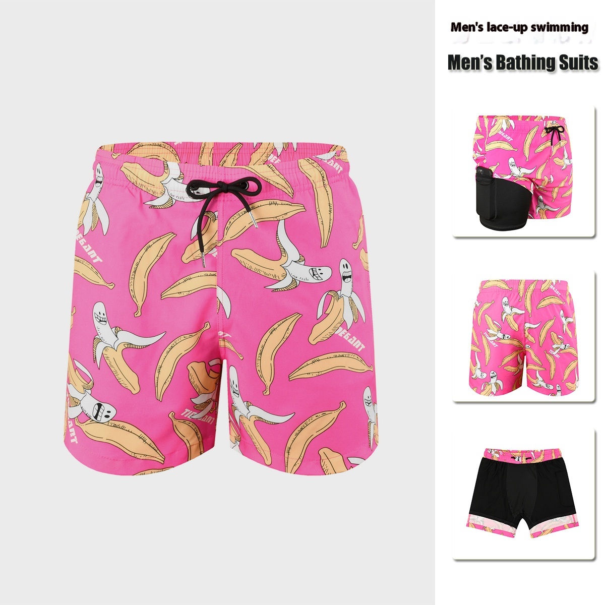 Men's Double-layer Swimming Trunks Anti-embarrassment XL Mens