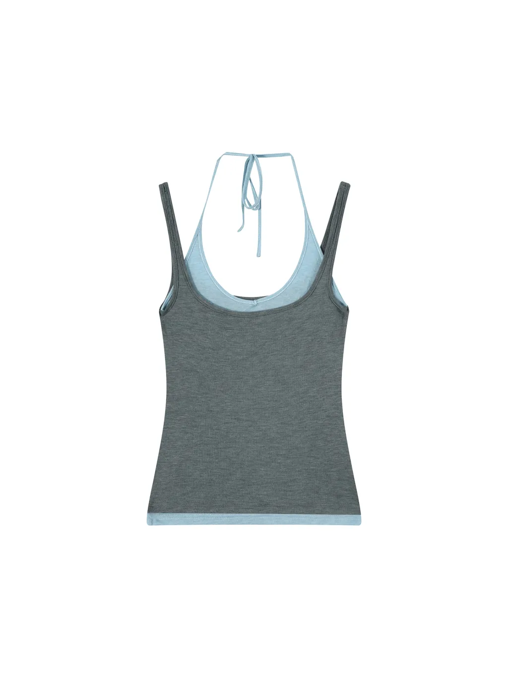 Halter Sleeveless Camisole Women's Casual Slimming Outside Wear Top - Blue And Gray