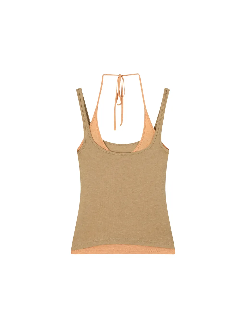 Halter Sleeveless Camisole Women's Casual Slimming Outside Wear Top - Khaki Orange