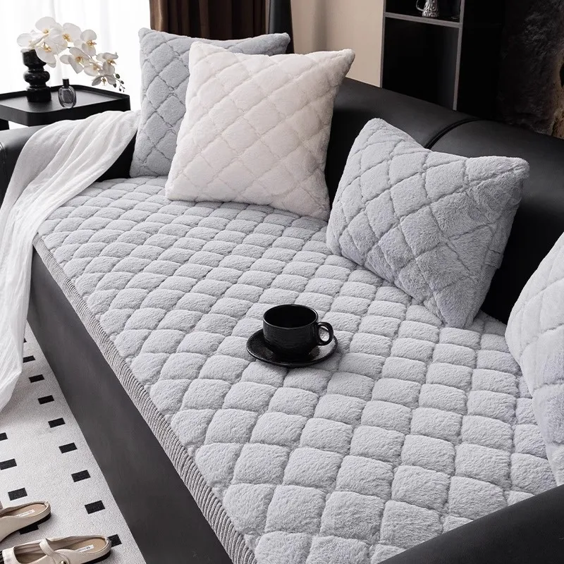 Sofa cover towel - Square Light Grey