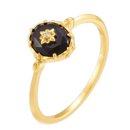 Retro Affordable Luxury Denier Black Agate Rings Pendants Suit